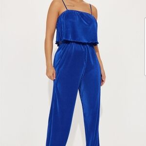 Fashion Nova Royal Blue Pleated Jumpsuit